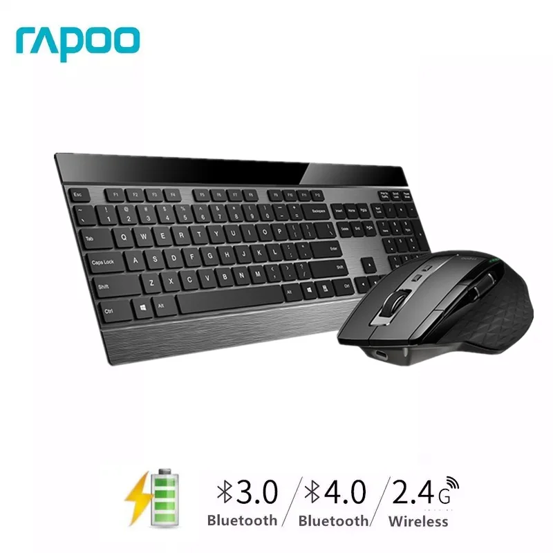 Rapoo Multi-mode Wireless Slim Metal Keyboard & Rechargeable Laser Mouse Combo Bluetooth 3.0/4.0 & 2.4G Switch between 4 Devices
Rapoo Multi-mode Wireless Slim Metal Keyboard & Rechargeable Laser Mouse Combo Bluetooth 3.0/4.0 & 2.4G Switch between 4 Devices