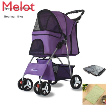 

Outdoor Pet Cart Dog Cat Carrier Pet Stroller Multicolor 600D Oxford Cloth Steel Pipe High-intensity4-wheels One-key Folding