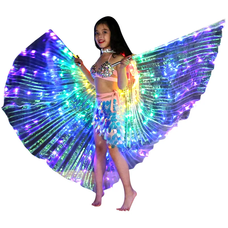 

Hot Children Dancers LED Cloak Performance Luminous Butterfly Wing Belly Dancing Carnival Prop XJS789