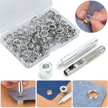 100pcs Eyelet Rings For Shoes Bead Cores Leather Canvas Punch Tools DIY Grommet Kit With Metal Installation Tools Storage Box 
100pcs Eyelet Rings For Shoes Bead Cores Leather Canvas Punch Tools DIY Grommet Kit With Metal Installation Tools Storage Box
