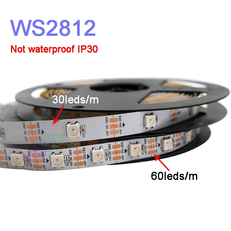 Smart led pixel strip 5m/lot WS2812B DC5V 30/60 pixels/leds/m;WS2812 IC;WS2812B/M,IP30/IP65/IP67,Black/White PCB
Smart led pixel strip 5m/lot WS2812B DC5V 30/60 pixels/leds/m;WS2812 IC;WS2812B/M,IP30/IP65/IP67,Black/White PCB