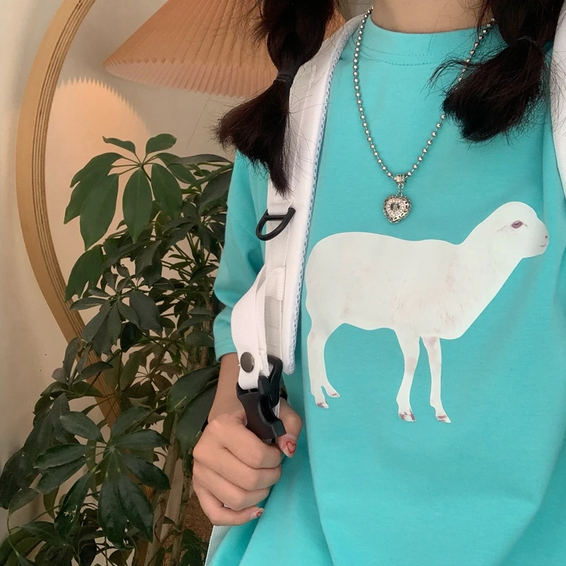 Summer Japanese Harajuku style cute sheep print all-match loose short-sleeved T-shirt women
Summer Japanese Harajuku style cute sheep print all-match loose short-sleeved T-shirt women