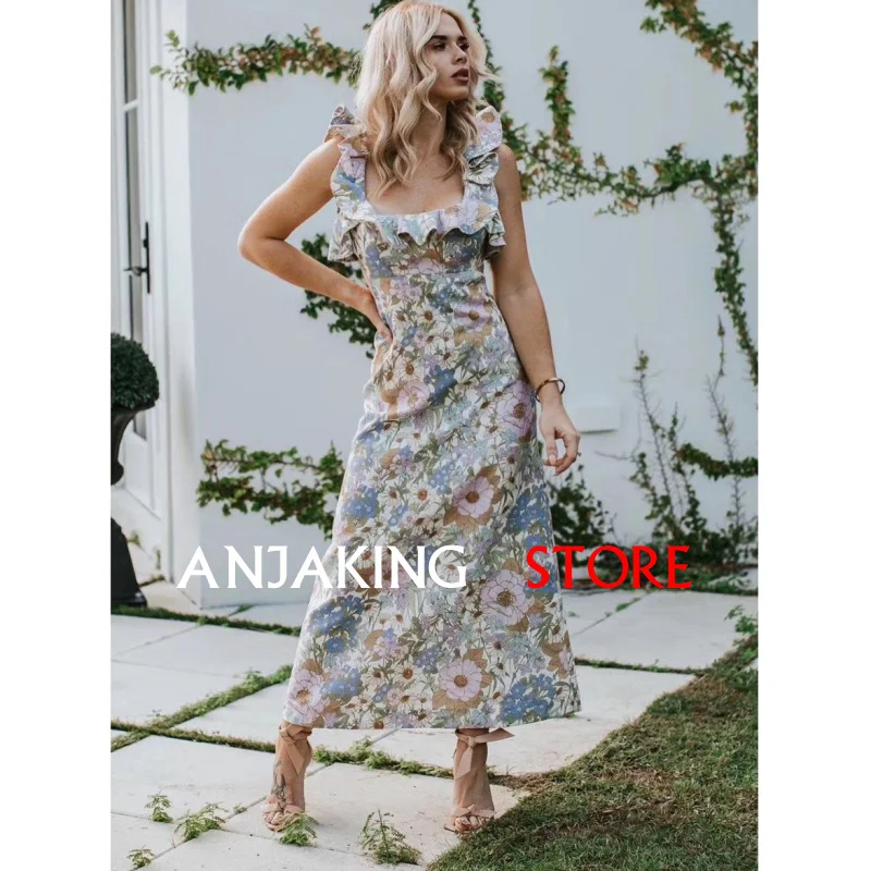 Women's Halter Cotton Print Maxi Dress Summer Boho Sleeveless Backless Beach Beach Sexy strap leaking back Dress
Women's Halter Cotton Print Maxi Dress Summer Boho Sleeveless Backless Beach Beach Sexy strap leaking back Dress