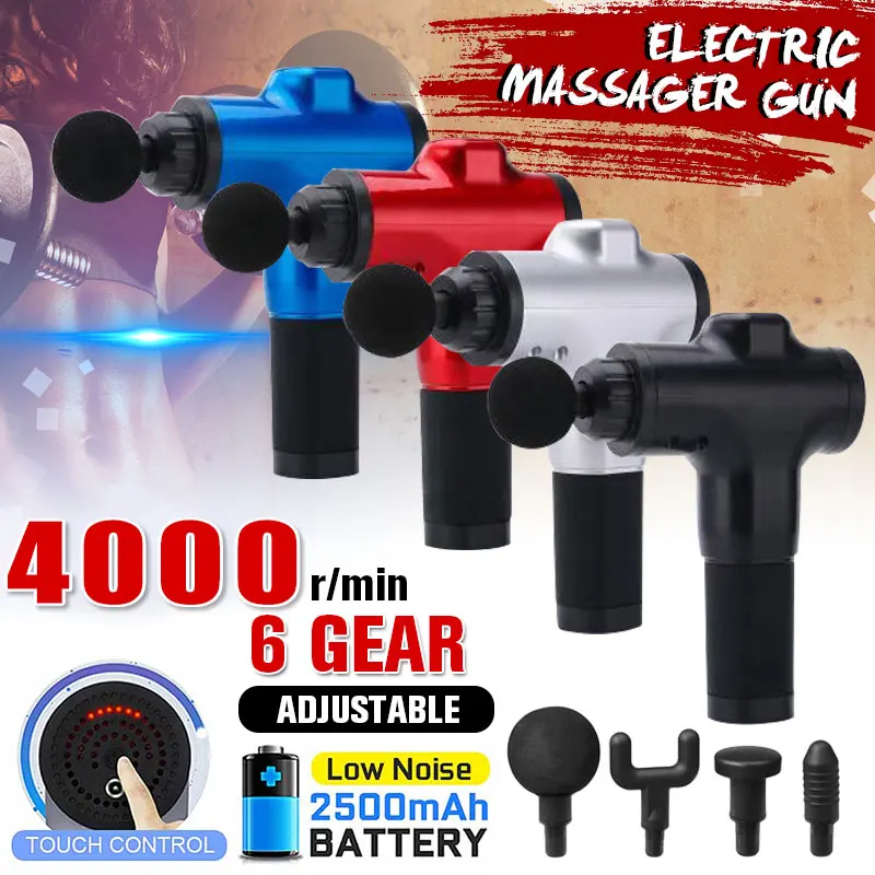 4000r/min Therapy Massage Guns 6 Gears Muscle Massager Pain Sport Massage Machine Relax Body Slimming Relief With 4 Heads
4000r/min Therapy Massage Guns 6 Gears Muscle Massager Pain Sport Massage Machine Relax Body Slimming Relief With 4 Heads