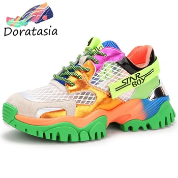 DORATASIA Women Breathable Mesh Shoes Genuine Leather Flat Platform Sneakers Women Summer Fashion Colorful Brand Sneakers 
DORATASIA Women Breathable Mesh Shoes Genuine Leather Flat Platform Sneakers Women Summer Fashion Colorful Brand Sneakers