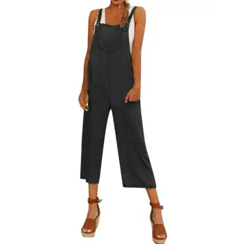 Casual Women Solid Color Bib Overalls Loose Ninth Pants Sleeveless Jumpsuit 
Casual Women Solid Color Bib Overalls Loose Ninth Pants Sleeveless Jumpsuit