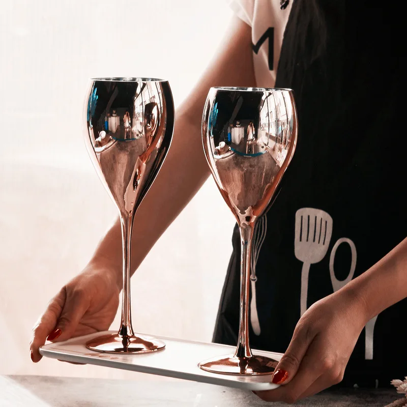 

Champagne Flutes Glasses Crystal Rose Gold Wine Glass Juice Drink Cocktail Goblet Wedding Party Marriage Wine Kitchen Drinkware