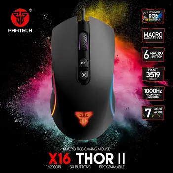 FANTECH X16 Profession Gaming Mouse 4200DPI Adjustable 6 Button Macro Cable RGB Mouse For Mouse Gamer FPS LOL Ergonomic Mouse
FANTECH X16 Profession Gaming Mouse 4200DPI Adjustable 6 Button Macro Cable RGB Mouse For Mouse Gamer FPS LOL Ergonomic Mouse