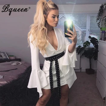 Bqueen Sexy Deep V Neck Women Blazers Dress Fashion Solid White Full Flare Sleeve Long Sleeve Casual Women Suits 2019
Bqueen Sexy Deep V Neck Women Blazers Dress Fashion Solid White Full Flare Sleeve Long Sleeve Casual Women Suits 2019