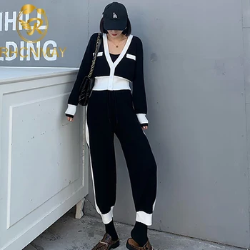 2020 Spring Autumn Korean Elegant Knitted 2 Piece Pants Suits Sets Women Patchwork stripe V-neck Tops + Pants Fashion Casual Set
2020 Spring Autumn Korean Elegant Knitted 2 Piece Pants Suits Sets Women Patchwork stripe V-neck Tops + Pants Fashion Casual Set