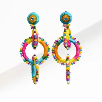 2020 summer fashion colorful pendant earring hand-woven tassel dangler women charm jewelry bohemian style crystal oorbellen
2020 summer fashion colorful pendant earring hand-woven tassel dangler women charm jewelry bohemian style crystal oorbellen