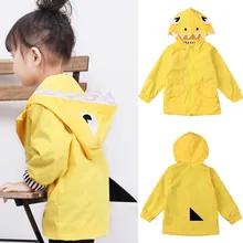 Enfant en bas âge enfants imperméable jaune dessin animé dinosaure à capuche fermeture éclair léger vêtements de pluie slker enfants bébé garçon fille vêtements manteau # LR3(China)