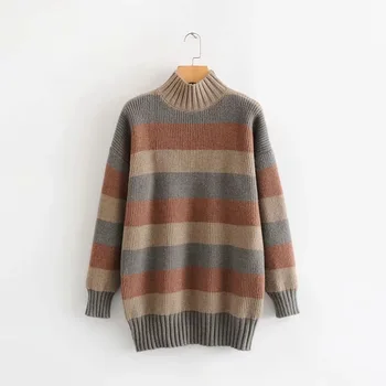 Women Sweaters turtleneck striped mid-length Sweater women Autumn Winter pullovers loose chic high quality Tops TB3649
Women Sweaters turtleneck striped mid-length Sweater women Autumn Winter pullovers loose chic high quality Tops TB3649