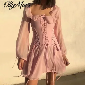 Solid Pink Sweet Women Dress V-neck Girdle Drawstring Draped Ruffles Mini Long Sleeve Dress Sexy Vacation Elegant Women Dress
Solid Pink Sweet Women Dress V-neck Girdle Drawstring Draped Ruffles Mini Long Sleeve Dress Sexy Vacation Elegant Women Dress