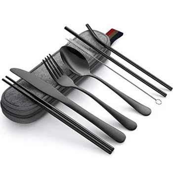8 Pcs/Set Portable Stainless Steel Dinnerware Set Travel Camping Cutlery Reusable Utensils with Case Knife Fork Spoon
8 Pcs/Set Portable Stainless Steel Dinnerware Set Travel Camping Cutlery Reusable Utensils with Case Knife Fork Spoon