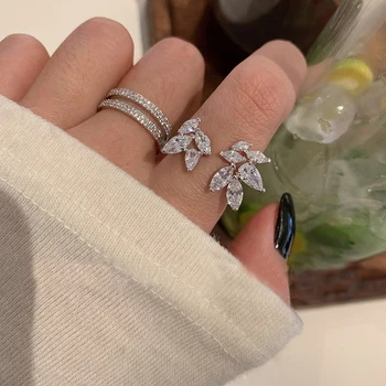 Korean Rhinestone Exquisite Trend Adjustable Frost Olive Leaf Drop Crystal Ring Fashion Women Ring Jewelry For Friend Best Gift 
Korean Rhinestone Exquisite Trend Adjustable Frost Olive Leaf Drop Crystal Ring Fashion Women Ring Jewelry For Friend Best Gift