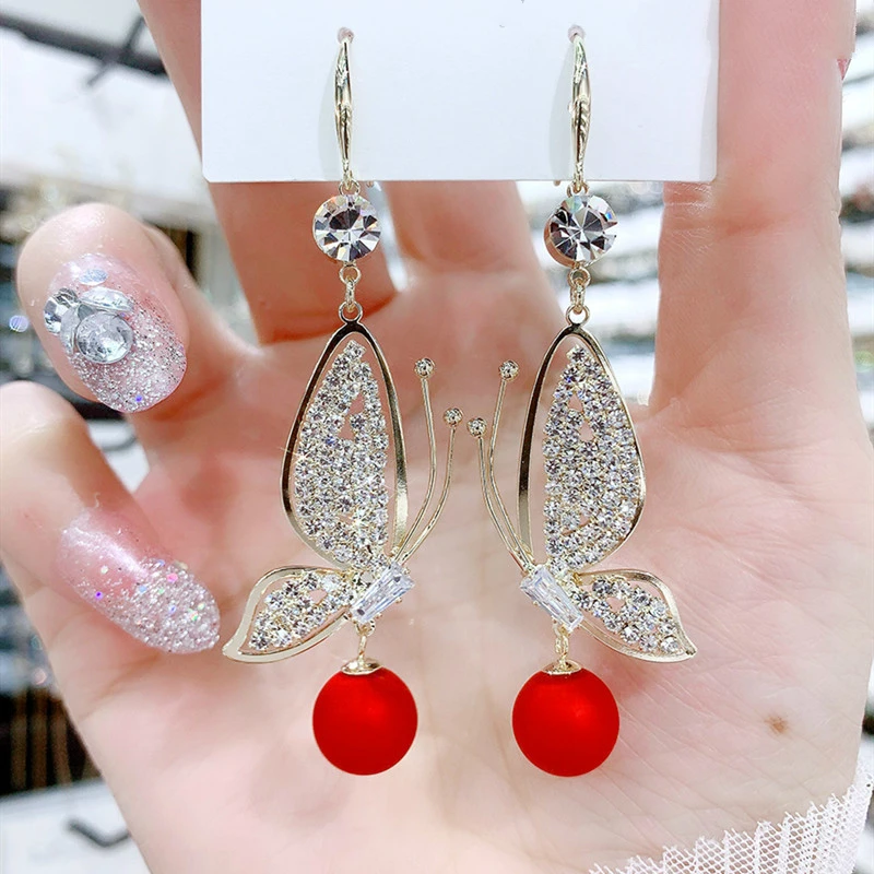 

Korean Earrings Fashion Jewelry Butterfly Rhinestone Earrings Statement Earrings Oorbellen Earrings For Women Wholesale Kolczyki