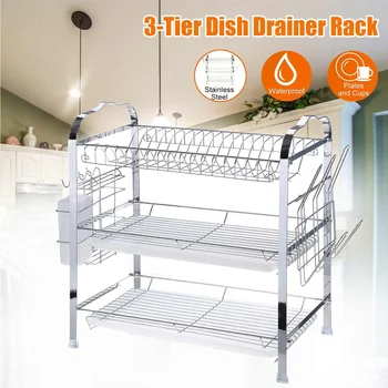 3 Tiers Stainless Steel Multifunction Kitchen Storage Chrome Dish Drainer Cutlery Cup Holder Rack Drip Tray Organizer
3 Tiers Stainless Steel Multifunction Kitchen Storage Chrome Dish Drainer Cutlery Cup Holder Rack Drip Tray Organizer