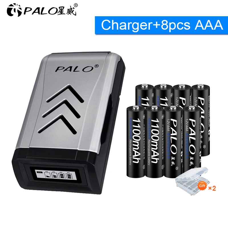 8 шт. аккумуляторные батарейки AAA 1 2 В ni-MH ni-cd с ЖК-дисплеем USB зарядным устройством |