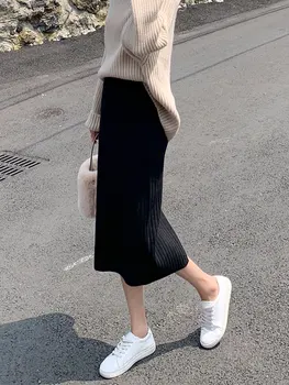 Glitter High Waist Women Knitted Skirt Spring Autumn Fashion Rib Skirt Elegant Midi Female Casual Skirt 
Glitter High Waist Women Knitted Skirt Spring Autumn Fashion Rib Skirt Elegant Midi Female Casual Skirt