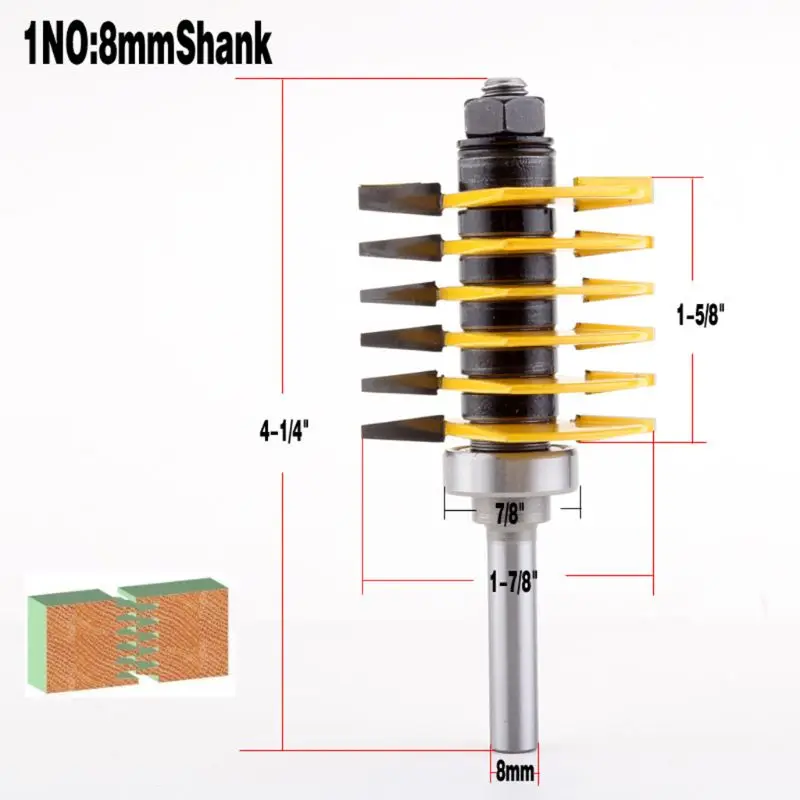 1pc 8mm 1/2" Shank 2 Teeth Adjustable Finger Joint Router Bit Tenon Cutter Industrial Grade for Wood Tool 831F
1pc 8mm 1/2" Shank 2 Teeth Adjustable Finger Joint Router Bit Tenon Cutter Industrial Grade for Wood Tool 831F