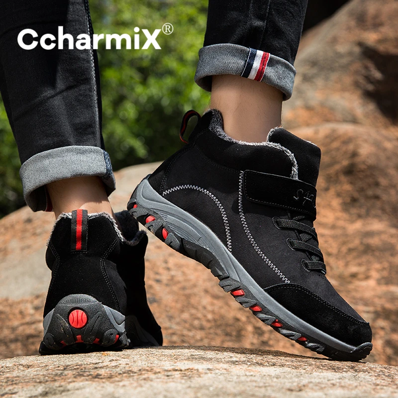 Мужские зимние ботинки CcharmiX замшевая удобная обувь для мужчин уличные