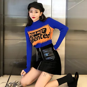 Retro 2019 Slim Swester Turtleneck Ladies Letter Print Knitwear Long-sleeved Autumn Winter Warm Jumper Pullover Pull Femme
Retro 2019 Slim Swester Turtleneck Ladies Letter Print Knitwear Long-sleeved Autumn Winter Warm Jumper Pullover Pull Femme