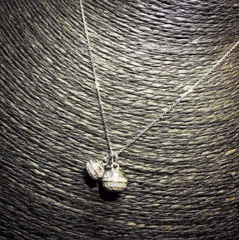 S925 Sterling Silver Plated White Gold Diamond Set Christmas Gift Double Bell Cute Female Necklace 
S925 Sterling Silver Plated White Gold Diamond Set Christmas Gift Double Bell Cute Female Necklace