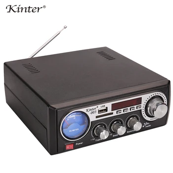 Kinter-003 amplifier audio stereo sound offer USB SD AUX input have FM radio with LED display VU meter and 220V power supply
Kinter-003 amplifier audio stereo sound offer USB SD AUX input have FM radio with LED display VU meter and 220V power supply