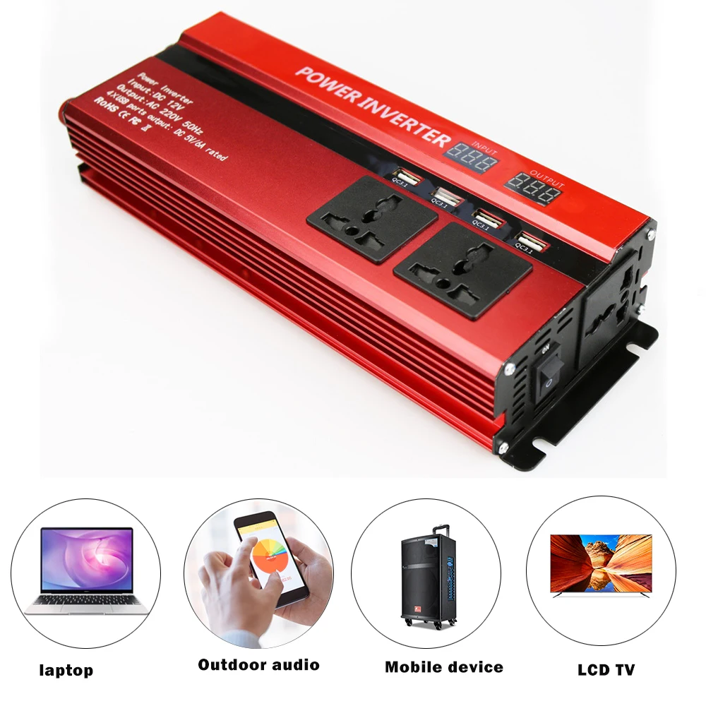 2000W Car LED Inverter DC 12V to AC 220V Car Power Inverter Charger Converter Adapter USB Ports Charger LCD Display Inversor
2000W Car LED Inverter DC 12V to AC 220V Car Power Inverter Charger Converter Adapter USB Ports Charger LCD Display Inversor