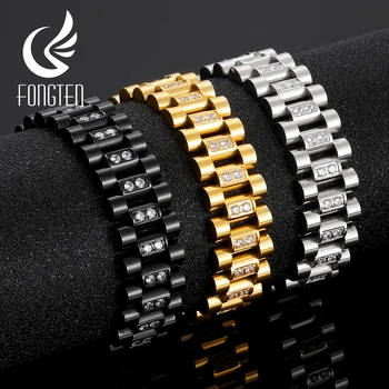 Fongten Hip Hop Bling Rapper Men's Bracelet Watch Chain Rhinestone Zircon Stainless Steel Punk Bracelets for Men Jewelry
Fongten Hip Hop Bling Rapper Men's Bracelet Watch Chain Rhinestone Zircon Stainless Steel Punk Bracelets for Men Jewelry