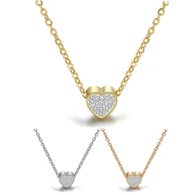 Nieuwe Mode Hart Hanger Kristallen Ketting Vrouwen rvs Verklaring ketting Meisje Sieraden Groothandel(China)