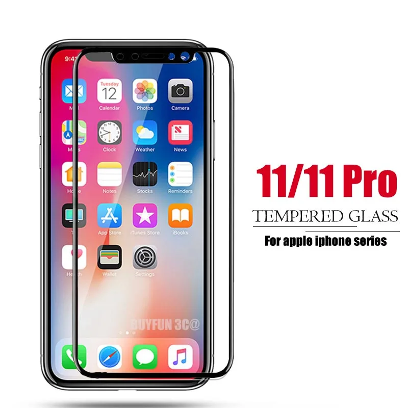 Полное покрытие из закаленного стекла для iPhone 11 Pro Max X XR XS Защита экрана 8 7 6 Plus iphon