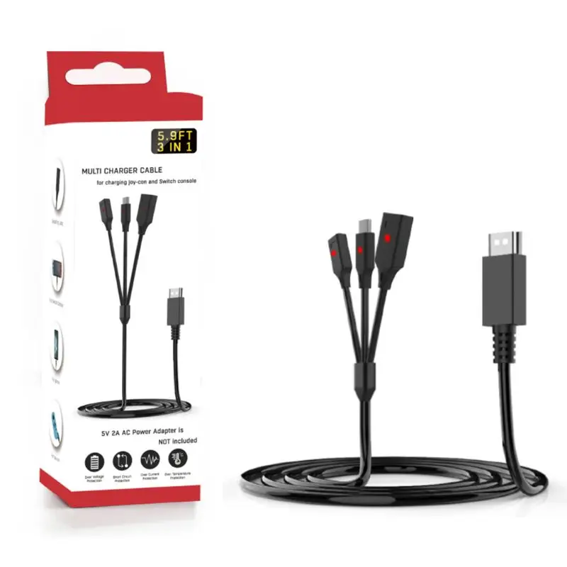 1.8M Length 3In1 Fast Charging Cable Type C USB Charger Power Data Cable for Switch Console Joy-con Controller
1.8M Length 3In1 Fast Charging Cable Type C USB Charger Power Data Cable for Switch Console Joy-con Controller