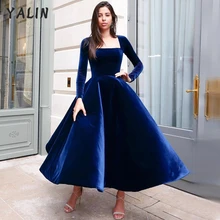 YALIN Simple Royal Blue Velour Prom Dresses Long Sleeves Strapless Fluffy Open A Line Skirt Ankle Length Evening Party Gowns
YALIN Simple Royal Blue Velour Prom Dresses Long Sleeves Strapless Fluffy Open A Line Skirt Ankle Length Evening Party Gowns