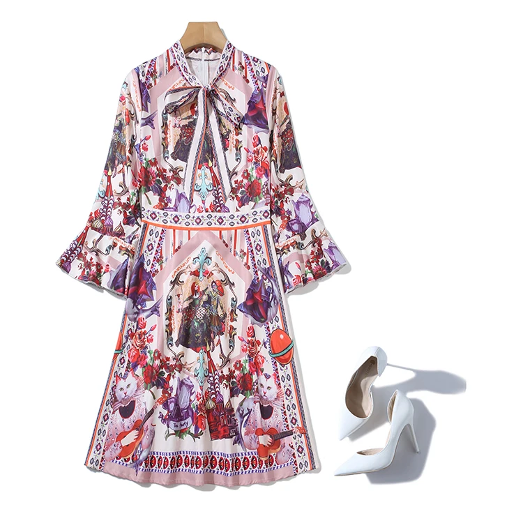Banulin Fashion Runway Spring Summer Short Dress Women's Bell Sleeve A Line Multicolor Floral Print Pleated Holiday Mini Dress
Banulin Fashion Runway Spring Summer Short Dress Women's Bell Sleeve A Line Multicolor Floral Print Pleated Holiday Mini Dress
