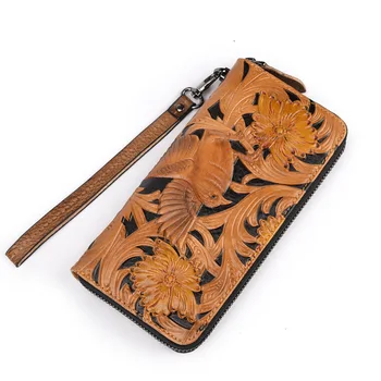 new men's retro wallet first layer cowhide leather carving craft zipper bag manual coloring European and American male wallet
new men's retro wallet first layer cowhide leather carving craft zipper bag manual coloring European and American male wallet