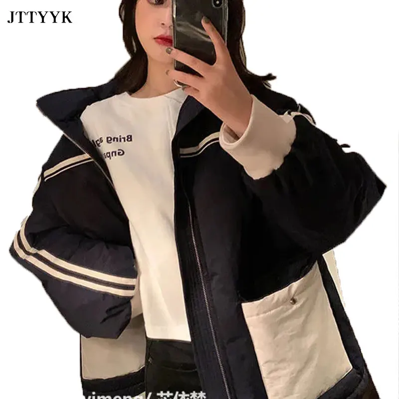 2020Winter Parka coat Womens Workwear Wind Stitching Striped Jacket Stand Collar Thicken Warm Parkas Casual Jackets XL Outerwear
2020Winter Parka coat Womens Workwear Wind Stitching Striped Jacket Stand Collar Thicken Warm Parkas Casual Jackets XL Outerwear