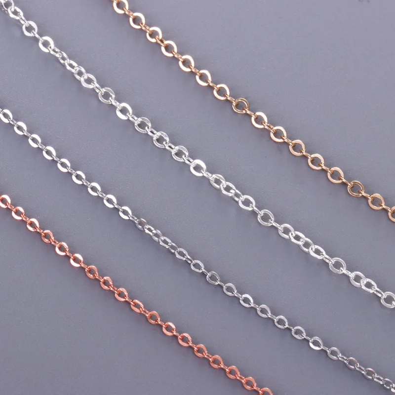 

2m/lot Necklace Bracelets Metal Chains 1.6mm 2mm Silver Gold Bulk for DIY Craft Jewelry Making Findings Supplies Wholesale