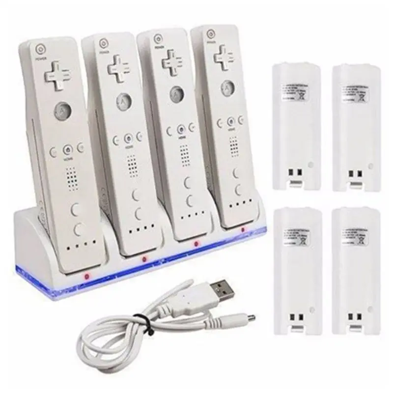 4Port Smart Charger Charging Dock Station with Rechargeable Batteries USB Data Cable for WII Game Console Accessories
4Port Smart Charger Charging Dock Station with Rechargeable Batteries USB Data Cable for WII Game Console Accessories