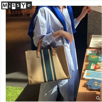 striped canvas women's portable briefcase OL professional business commute simple fashion large capacity shoulder bag Bolso Paja
striped canvas women's portable briefcase OL professional business commute simple fashion large capacity shoulder bag Bolso Paja