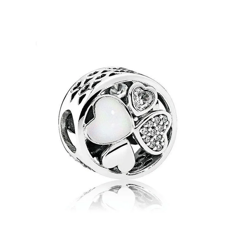 Authentic 925 Sterling Silver Bead Hearts of Love Charm Fit Fashion Women Pandora Bracelet Bangle Gift DIY Jewelry | Украшения и