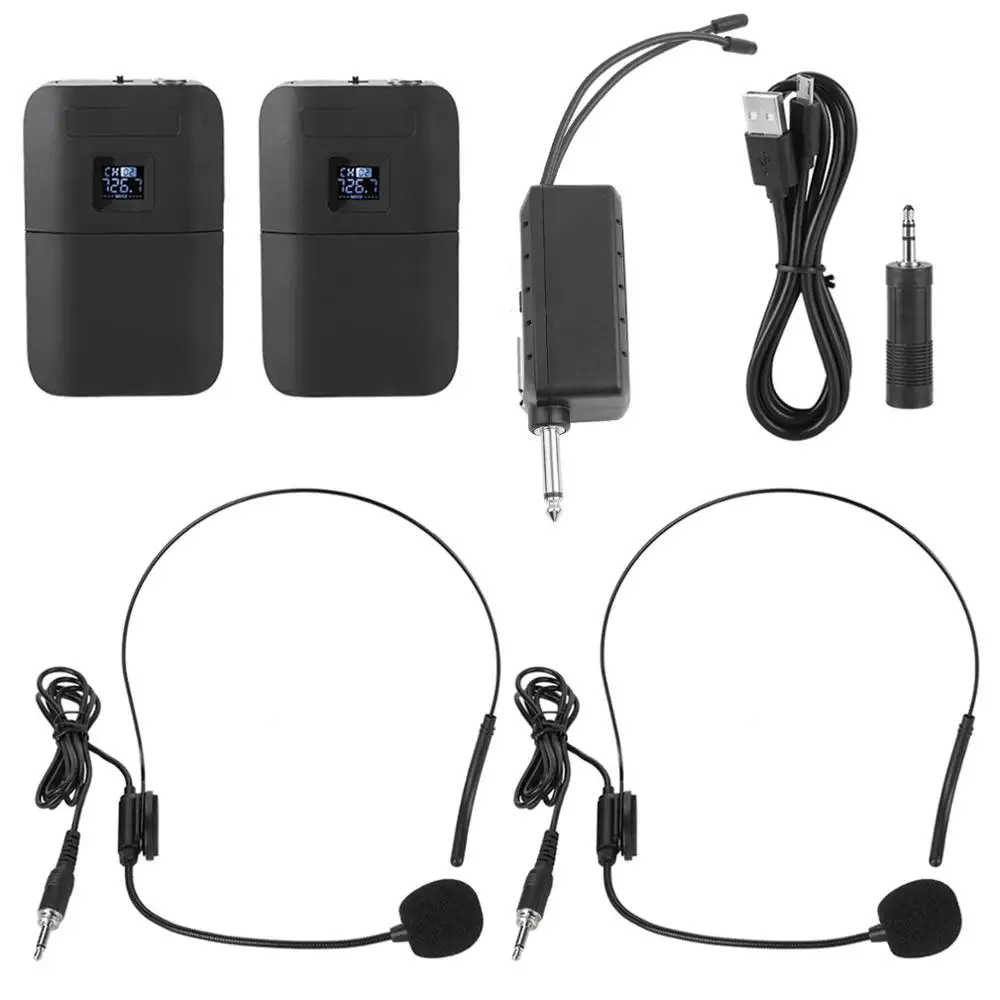 Wireless Microphone Two Channels Portable UHF Mic Head-mounted Microphone With Receiver And Transmitter
Wireless Microphone Two Channels Portable UHF Mic Head-mounted Microphone With Receiver And Transmitter