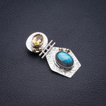 Natural Two Tones Blue Fire Labradorite And Citrine Handmade 925 Sterling Silver Pendant 1.75" D2944
Natural Two Tones Blue Fire Labradorite And Citrine Handmade 925 Sterling Silver Pendant 1.75" D2944