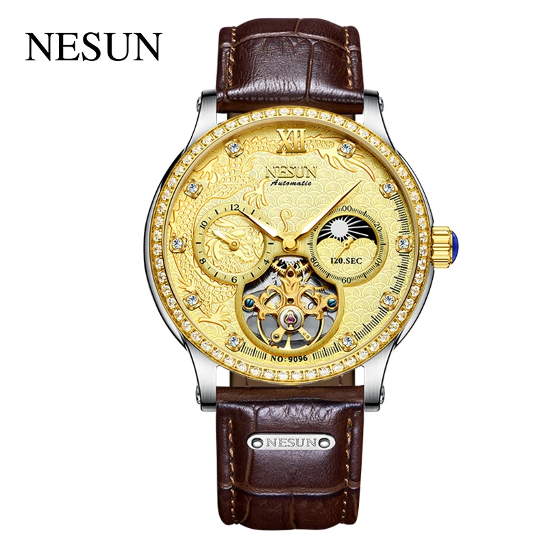 Top Brand Nesun Official Men Skeleton Automatic Casual Wristwatch 100M Waterproof Mechanical Rhinstone Genuine Leather New 9096
Top Brand Nesun Official Men Skeleton Automatic Casual Wristwatch 100M Waterproof Mechanical Rhinstone Genuine Leather New 9096