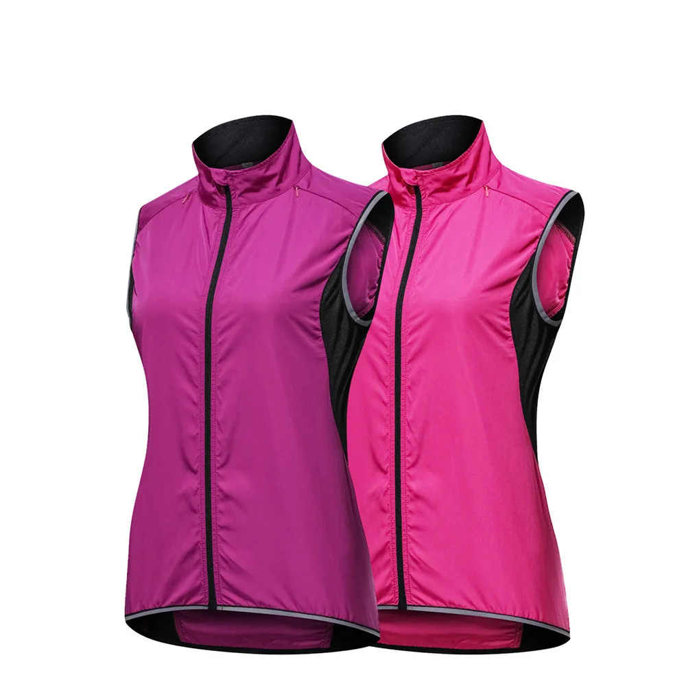 

New Pink Purple Cycling Vest Women Windbreaker Breathable Cycling Windstopper Reflective Vest Bike Bicycle Sleeveless Jersey