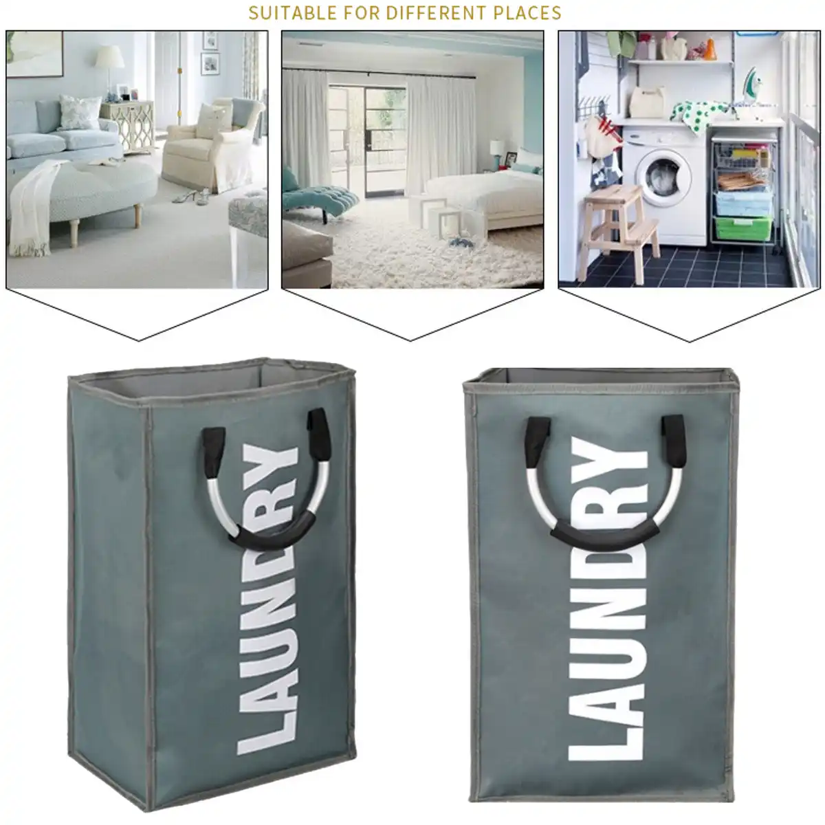 large storage basket aluminum handle fabric hamper dirty clothes