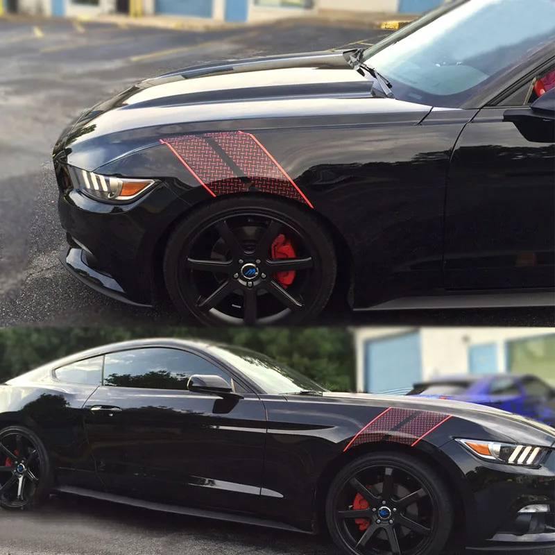 

Спортивная наклейка на крышку двигателя, боковое красное крыло двигателя, наклейки, графическая виниловая наклейка, аксессуары для Ford Mustang 2015 2016 2017 2018 2019