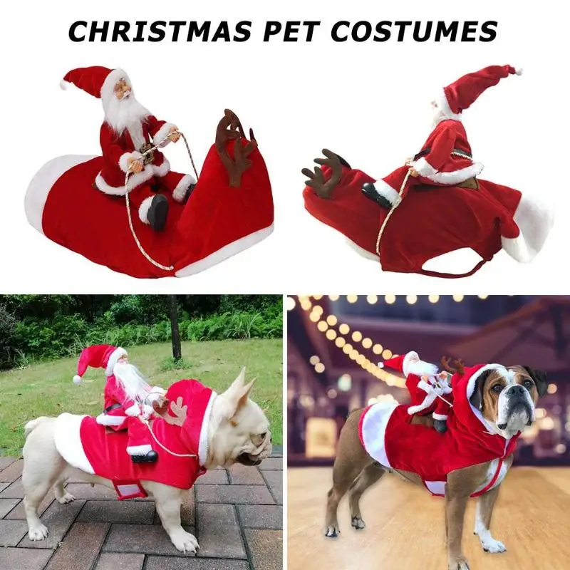 Cute Pet Christmas Clothes Santa Claus Riding Deer Kitten Puppy Red Hat Cloth Festival Halloween Party Costume Dog Cat Supplies 
Cute Pet Christmas Clothes Santa Claus Riding Deer Kitten Puppy Red Hat Cloth Festival Halloween Party Costume Dog Cat Supplies