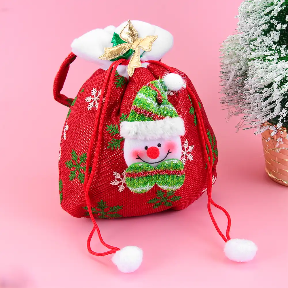 1pcs christmas gift drawstring bag present bag merry christmas